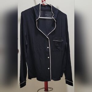 Women's Beautifully Soft Longsleeve Notch Collar Top & Long Pajamas Set | Ebony